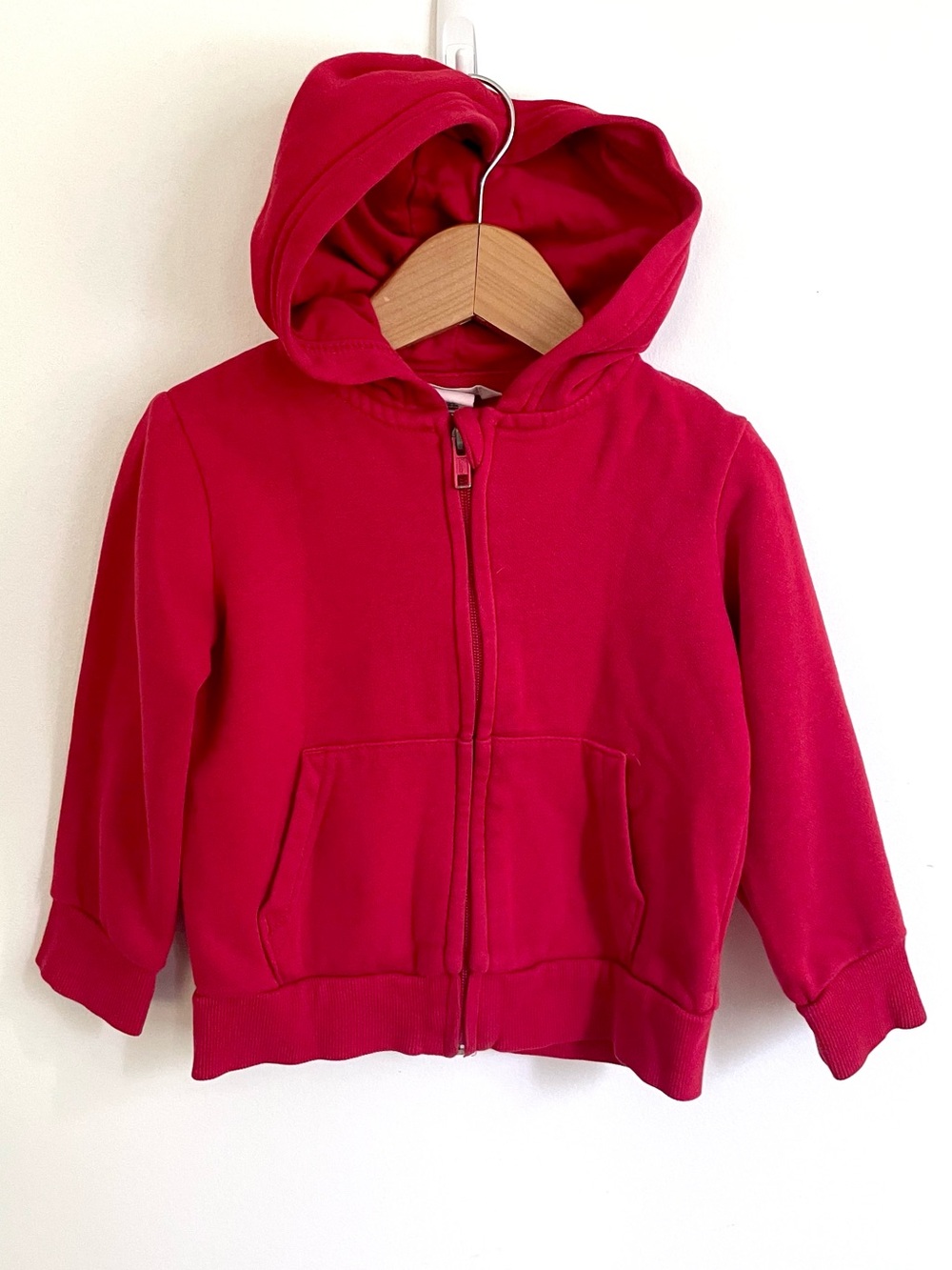 $5 💥Organic Fleece-Lined Hoodie Sweatshirt, Full Zip Up, Tomato Red